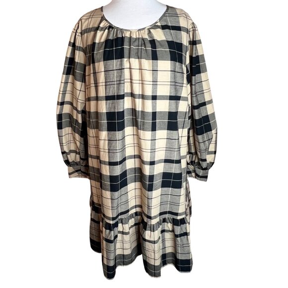 NWT AVA & VIV Prairie Dress 2X Plaid Tiered Cottage core Pockets Bishop Sleeves - Picture 2 of 15